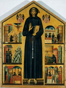 Leven van Sint Franciscus van Assisi. (Schilderij op hout) 1235 door Bonaventura Berlinghieri