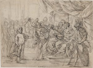 Mozes als Kind die de Kroon van de Farao onder de Voeten Vertrapt door Bonaventura Lamberti