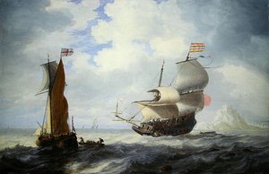 Een marineschilderij door Bonaventura Peeters
