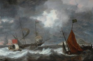 Zee storm met zeilschepen, ca. 1645 door Bonaventura Peeters the Elder