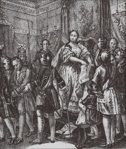 Anna Ioannovna scheurt de voorwaarden, 1730 door Boris Artemyevich Chorikov