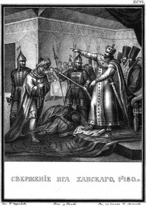 Het einde van het Tataars-Mongoolse juk in Rusland. 1480 Uit Geïllustreerde Karamzin, 1836 door Boris Artemyevich Chorikov