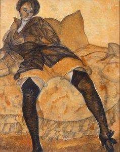 Een zittende vrouw, ca. 1918 door Boris Dmitrievich Grigoriev