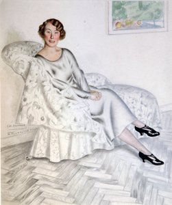 Dame in interieur door Boris Mikhailovich Kustodiev