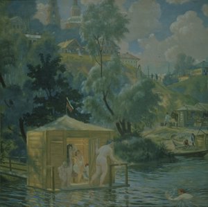 Badhuisgangers, 1921 door Boris Mikhailovich Kustodiev