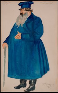Koopman Dikoy. Kostuumontwerp voor het toneelstuk De Storm door A. Ostrovsky, 1920 door Boris Mikhailovich Kustodiev