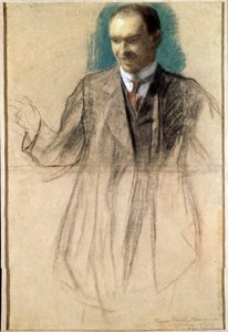 Portret van de kunstenaar Kusma Petrov Vodkin door Boris Mikhailovich Kustodiev