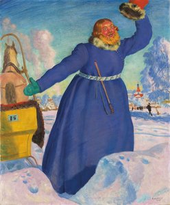 De koetsier, 1923 door Boris Mikhailovich Kustodiev