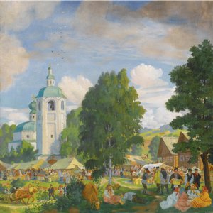 De dorpskermis, 1920 door Boris Mikhailovich Kustodiev