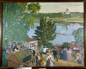 Wandeling langs de Wolga door Boris Mikhailovich Kustodiev
