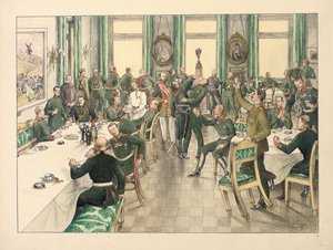 Het Traditionele Ontbijt ter herdenking van de Slag bij Telish waarin het Egerski Garde Regiment deelnam op 12 oktober 1877 door Boris V. de Heroys