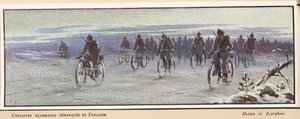 Duitse fietsers arriveren in Finland, uit Histoire des Soviets, pub. 1922