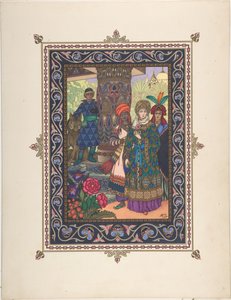 Illustratie voor het Sprookje van Ivan Tsarevich, de Vuurvogel en de Grijze Wolf, ca. 1925 door Boris Vasilievich Zvorykin