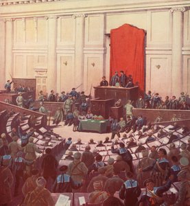 De enige zitting van de Russische Grondwetgevende Vergadering in Petrograd na de Oktoberrevolutie