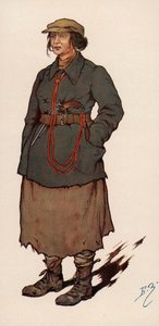 Vrouwelijke agent van de Cheka, de Sovjet geheime politie opgericht na de Russische Revolutie (kleur litho)