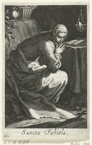 Heilige Fabiola van Rome als kluizenares door Boëtius Adamsz. Bolswert