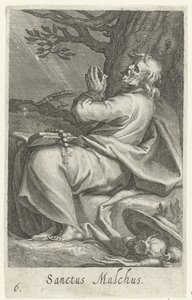 Heilige Malchus van Chalcis als kluizenaar door Boëtius Adamsz. Bolswert