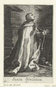Heilige Syncletica van Alexandrië als kluizenares door Boëtius Adamsz. Bolswert