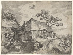 Landschap met boerderij en roof van Ganymedes