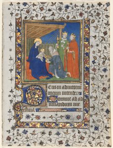 Bifolio uit een Getijdenboek: Aanbidding der Wijzen, ca. 1415