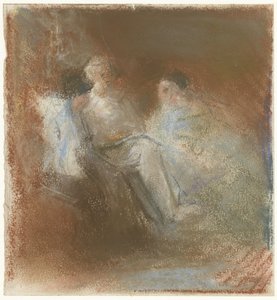 A. Grandmont met een boek en twee vrouwen door Bramine Hubrecht