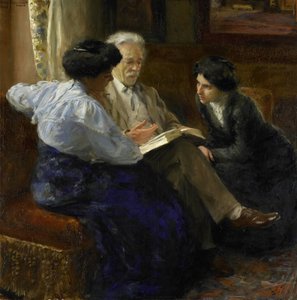 Alphons Marie Antoine Joseph Grandmont (1837-1909), de tweede echtgenoot van de kunstenaar, geeft les aan twee Italiaanse meisjes