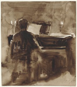 Pianospeler bij kaarslicht