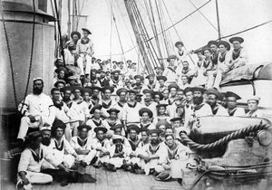 Gezelschap aan boord van HMS Eclipse door British Photographer