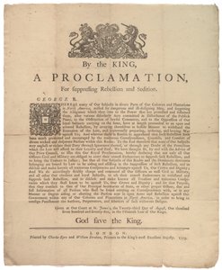 Een proclamatie, voor het onderdrukken van rebellie..., 23 augustus 1775 door British School