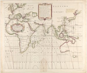 Een nieuwe en correcte zeekaart van de hele wereld die de variaties van het kompas toont zoals ze werden gevonden in het jaar 1700 door British School