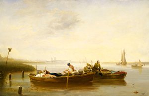 Greenwich vanaf Blackwall Reach, circa 1830-40 door British School