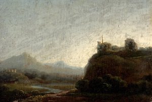 Bergachtig landschap, avond