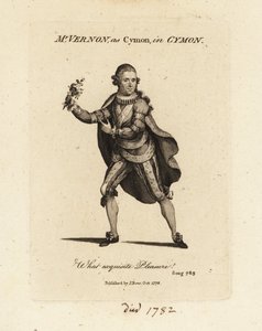 Mevrouw Joseph Vernon als Cymon zingend Thomas Arne