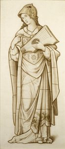 Muse van Lyrische Poëzie - Cartoon voor Glas-in-lood, c.1890 door British School