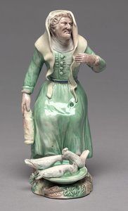 Oude Vrouw die Kippen Voert, Staffordshire Factory, c.1770