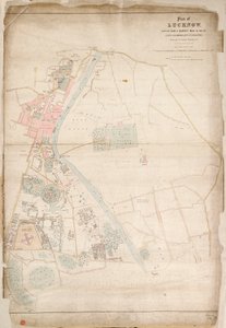 Plan van Lucknow, geplot vanaf een onderzoek in 1856, door luitenant Moorsom, 52e Lt. Infanterie. (Aangeboden door kapitein Moorsom, C.E.), c.1856 door British School