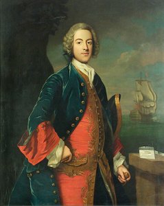 Portret van een marineofficier, circa 1730-40 door British School