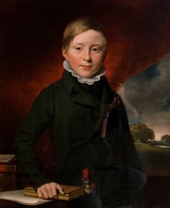 Portret van een onbekende jongen (vermoedelijk Oliver Minster) door British School