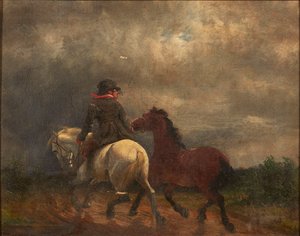Ruiter met twee paarden