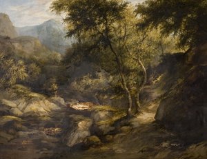 Rivierlandschap, midden 19e eeuw door British School