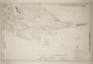 Het zuidoostelijke deel van Tierra del Fuego met Staten Island, Kaap Hoorn en Diego Ramirez Island door British School