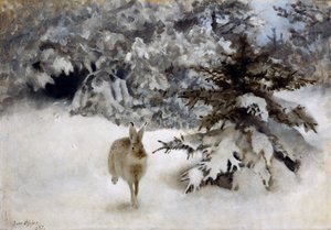 Een haas in de sneeuw door Bruno Andreas Liljefors