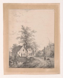 Landweg met huizen