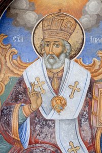Bulgarije, Rila Klooster, fresco in kerk van Geboorte van de Maagd