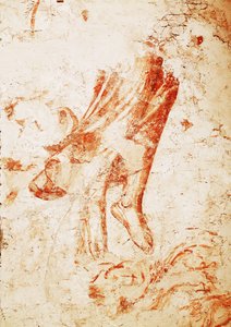 Sinopia met een engel des doods en een bisschop ... (fresco) door Buonamico Buffalmacco