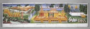 Paleisscène, Scènes uit het leven van Boeddha door Burmese School