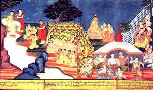 De Boeddha baadt, c.1800-20 door Burmese School