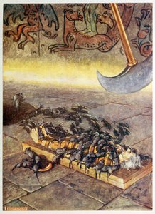 Ze zwermden over me heen in steeds toenemende hopen, uit Geselecteerde Verhalen van Mysterie, uitgegeven 1909 door Byam Shaw