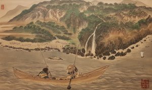 Vangen van trompetvissen in Hiroo. Uit de serie De Ainu, Tweede Helft van de 19e eeuw