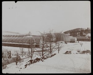 De Kassen in de Sneeuw op het Helen Gould Landgoed (voormalige Jay Gould Residentie) in Tarrytown, New York